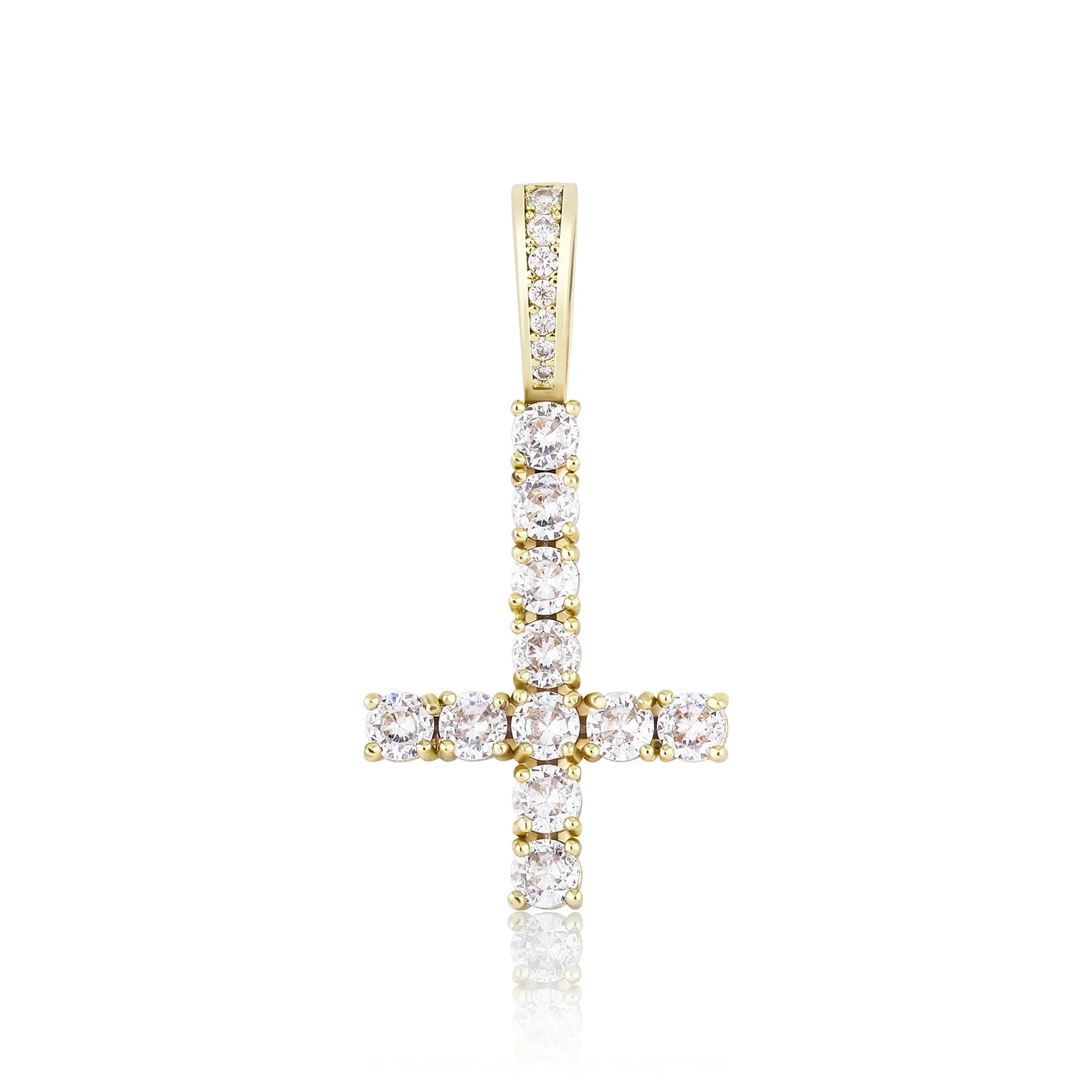 JINAO New Upside Down CROSS Pendant PINK Black Iced Out Cubic Zirconia Men's Necklace Hip Hop Fashion Jewelry For Gift