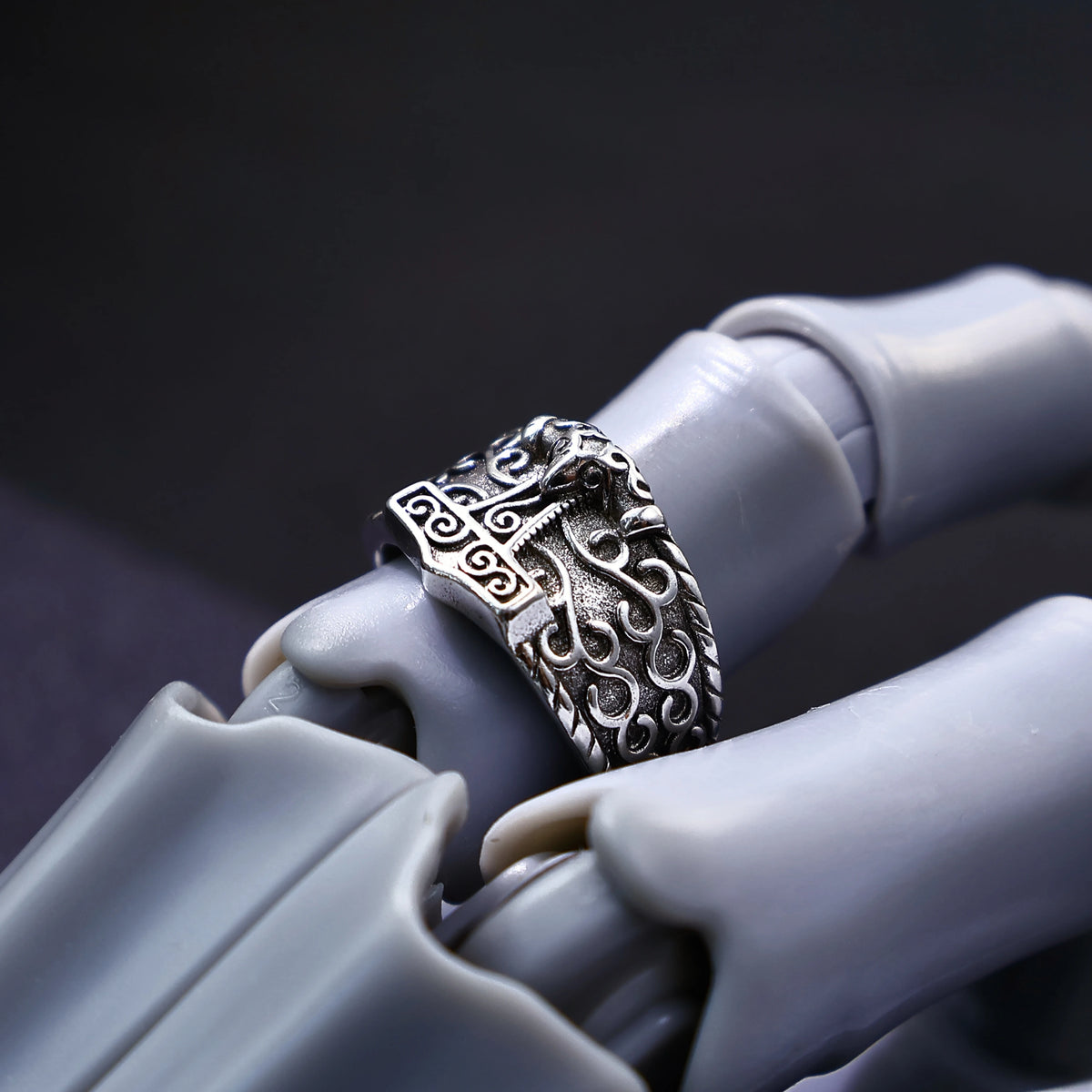 Viking Anchor Open Ring, Silver-Tone — Copper Alloy