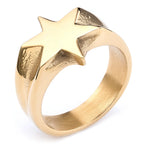 Simple Six-Point Star Band Ring — Stainless Steel