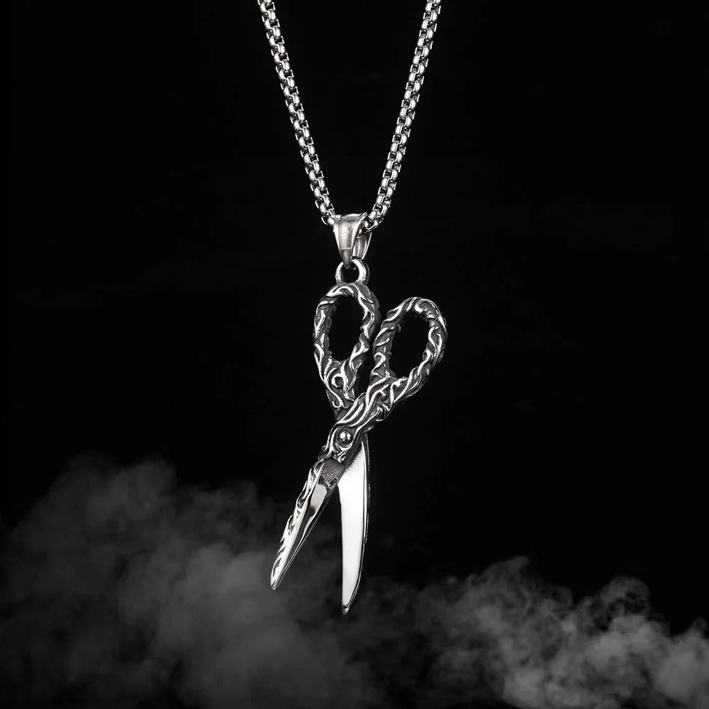 Scissors Pendant Necklace — Stainless Steel