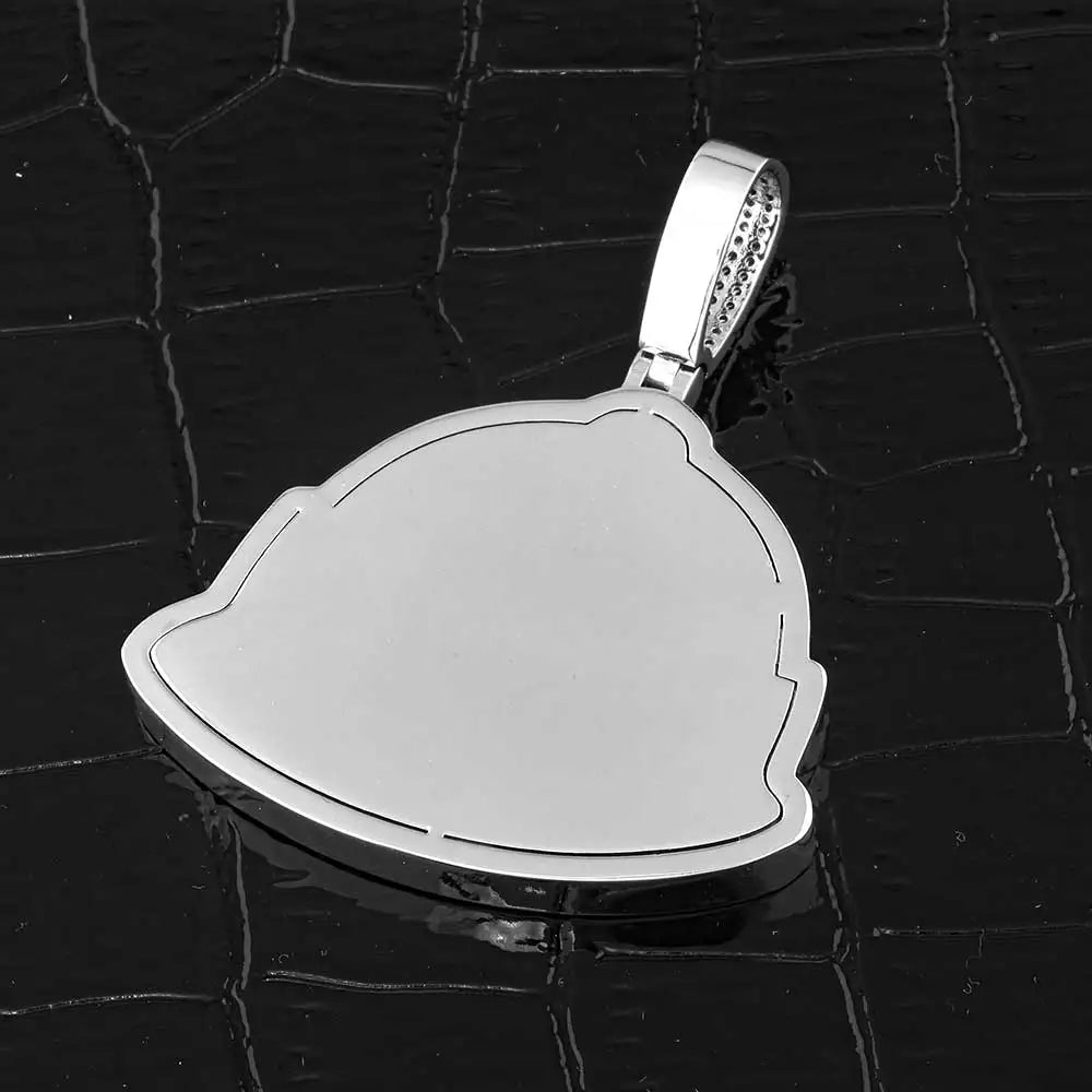 Iced Out Helmet Pendant Necklace CZ