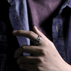 Retro Men's Ring with a High Grade feel Thai Silver Trendy Men's Niche Cutting Face Rings Personalized Finger Jewelry KOFSAC