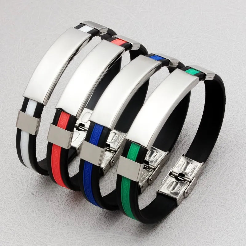 Steel Bracelet Metal Silicone Leather Gym