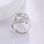 Dawapara Pentagram Adjustable Ring for Men Women Triquetra Cross Star OM Symbol Religious Gift Stainless Steel Jewelry