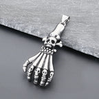 Gothic Skull Palm Pendant Necklace — Stainless Steel