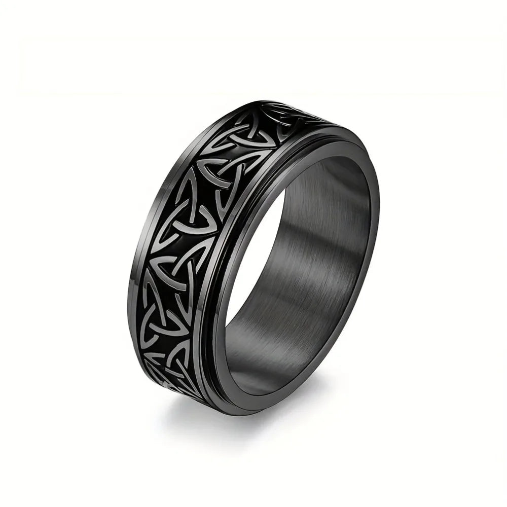 Celtic Knot Knuckle Spinner Ring — Stainless Steel