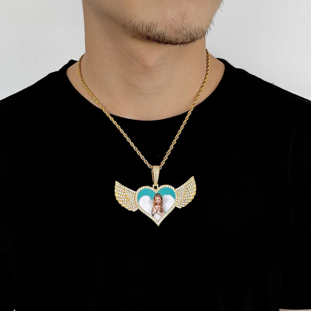 Heart Photo Pendant Necklace Stainless Steel