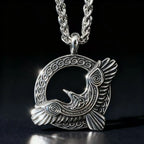 Odin Steel Pendant Viking Raven Norse Huginn