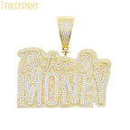 New Hip Hop Money Pendant Necklace Gold Color Iced Out Bling CZ Cubic Zirconia Letters Rich Dollar Charm Men Women