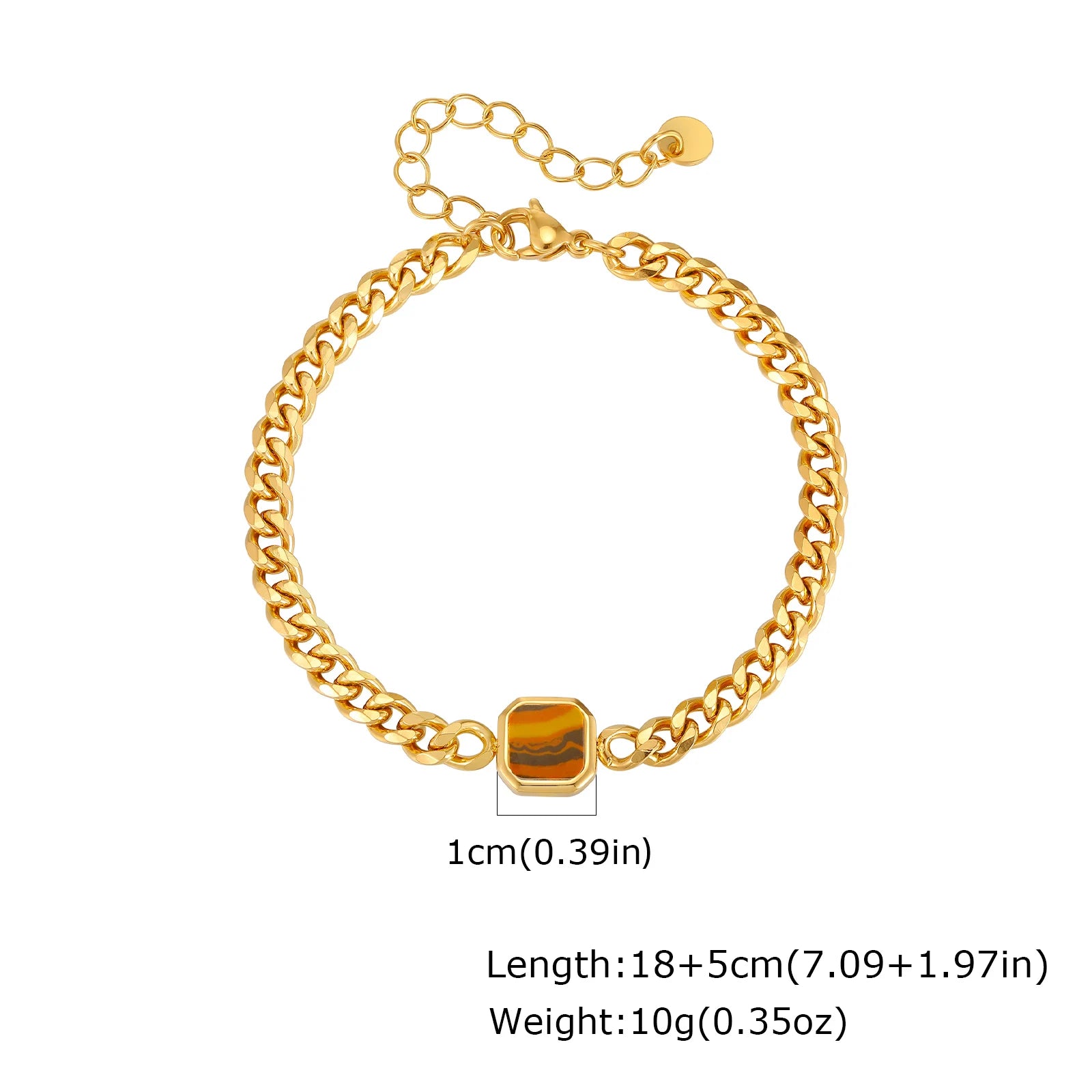 Cuban Stone Chain Bracelet — Stainless Steel