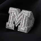 Iced Out M Letter Ring Stainless Steel Statement