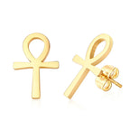 Ankh Cross Huggie Hoop Earrings — Stainless Steel