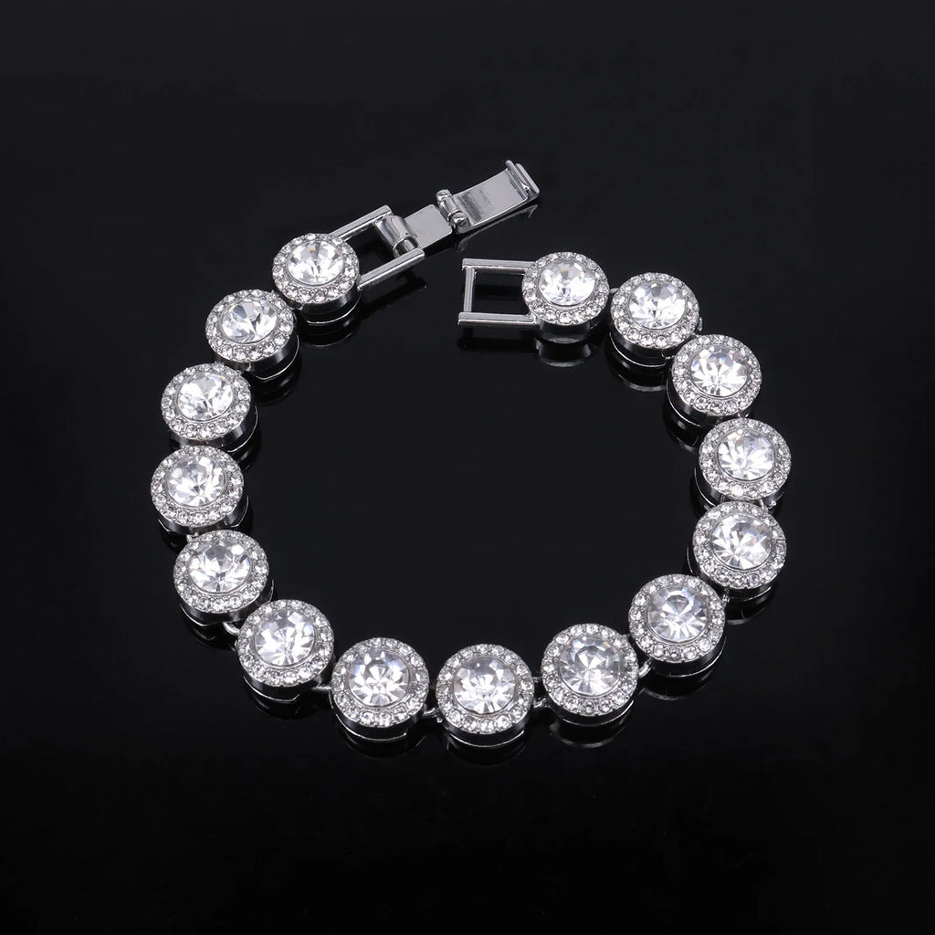 Round Rhinestone Tennis Bracelet & Necklace Set, 12mm Wide
