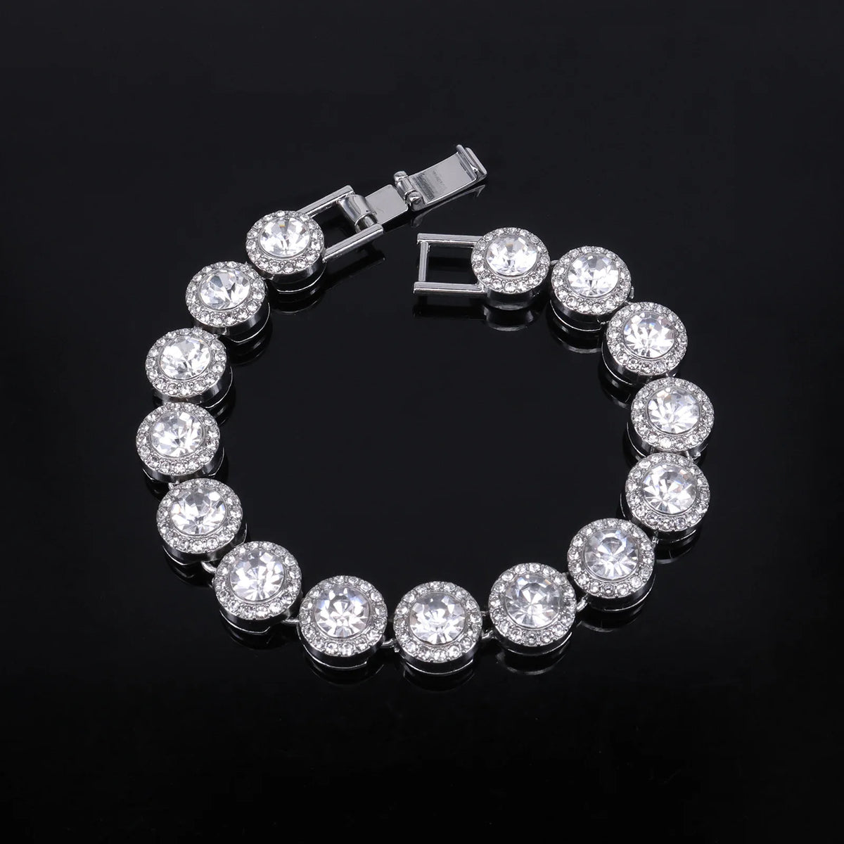 Round Rhinestone Tennis Bracelet & Necklace Set, 12mm Wide