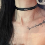 Y2K Spike Cross Black Pendant Necklace
