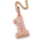 Uwin Big Size Number 1 Pendant Custom Vertical Small Stainless Steel Letters Pendant Micro Paved Out CZ Necklace Hiphop Jewelry