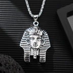 Egyptian Pharaoh Tutankhamun Sculpture Retro Men Alloy Pendant Necklace Hip Hop Rapper Pendants Personality Neck Chain Jewelry