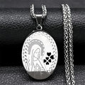 Double Layer Stainless Steel Virgin Mary Medal Pendant Necklace Women/Men Gold Color Long Chain Necklaces Jewelry