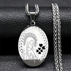 Double Layer Stainless Steel Virgin Mary Medal Pendant Necklace Women/Men Gold Color Long Chain Necklaces Jewelry