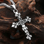 Gothic Cross Flower Pendant — Stainless Steel