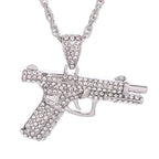 Fine Rifle Pistol Desert Eagle Pendant Luxury Gold Plated Full Ice Crystal Zirconia Necklace Gift for Men and Women