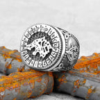 Viking Stainless Steel Ring Anchor Compass Tree of Life Nordic Viking Rune Wolf Men and Women Ring Jewelry for Boyfriend as Gift