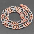 3:1 Figaro Link Chain Choker Necklace For Men Women 2tone Gold Silver Color Iced Out Rhinestones Miami Cuban Hip Hop