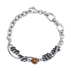 Double-Layer Black Natural Stone Bead Bracelet — Stainless Steel