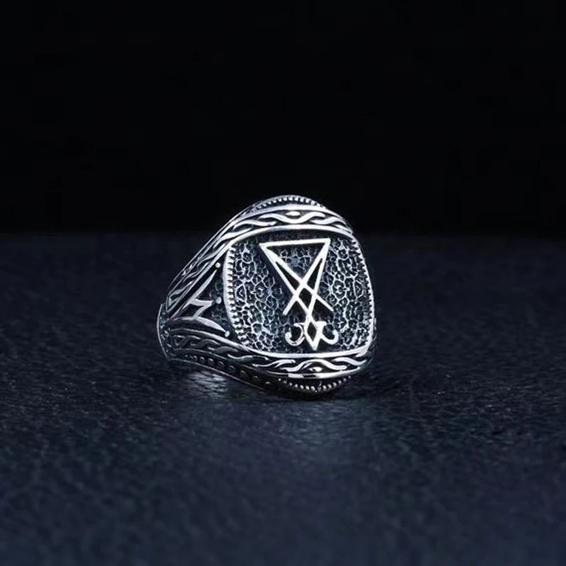 Gothic Lucifer Seal Signet Ring — Stainless Steel
