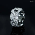 LYEE CYEE Hip Hop Full Pave Chain Wedding Ring R9029! 925 Silver & Moissanite, Dazzling Band for Men & Women, Luxury