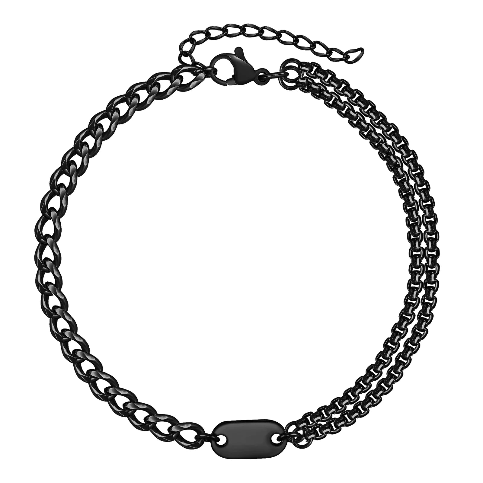 Cuban Box Chain Letter Bracelet — Stainless Steel