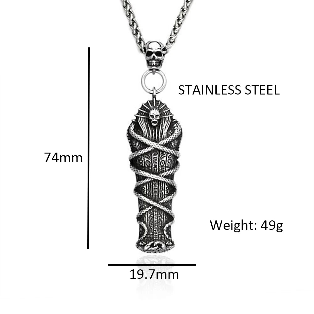 Egyptian Pharaoh Stainless Steel Pendant Necklace