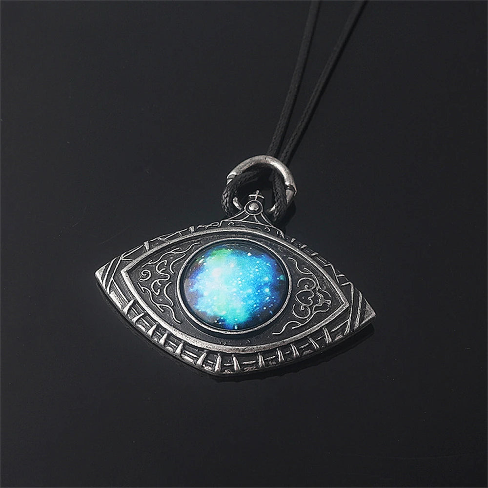 Game Bloodborne Necklace Game Props Cosmic Demon Eye Blue Starry Eye Vintage Pendant Necklace For Women Men Jewelry