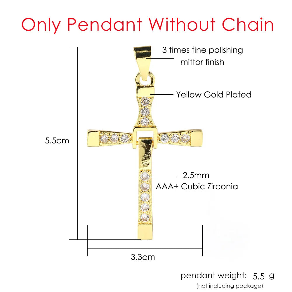 Cross Pendant Rope Chain Necklace Stainless Steel