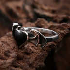 Heart Demon Black Ring Vintage Angel Wings Gothic