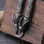 Stainless Steel Viking Goat Head Square-link Chain with Round Clasp without Pendant with wooden box as christmas gift