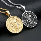 Vintage Christian Saint Benedict Pendant Necklaces For Men Women Fashion Exorcist Priest Cross Necklace Amulet Jewelry