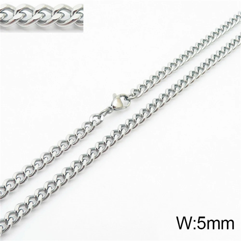 Punk Curb Cuban Link Chain Men Women Stainless Steel Long Necklace Fashion Tide Hip Hop Sweater Accessories Party Jewelry Gifts