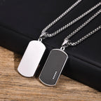 Vnox Stylish Black Dog Tag Necklaces for Men Women with Cubic Zirconia Stone, Stainless Steel Square Pendant Collar Gift