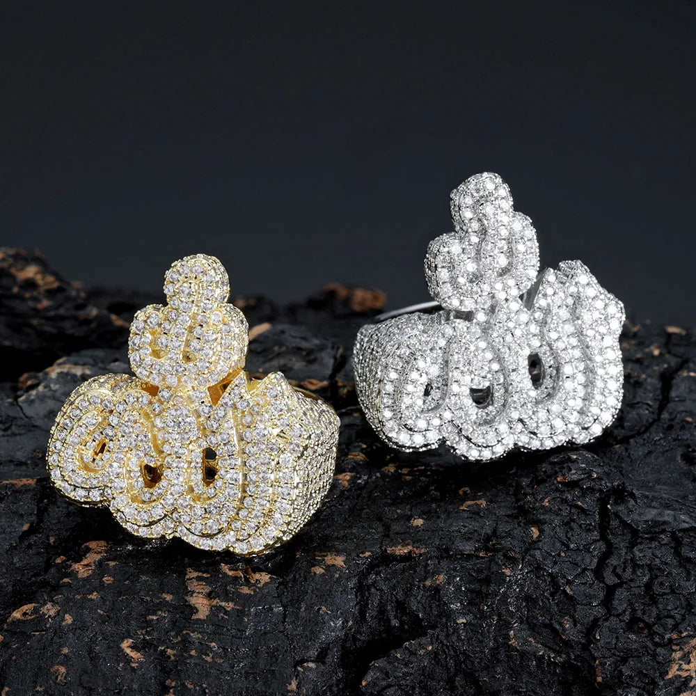 Gold Crown Ring Iced Out CZ Statement
