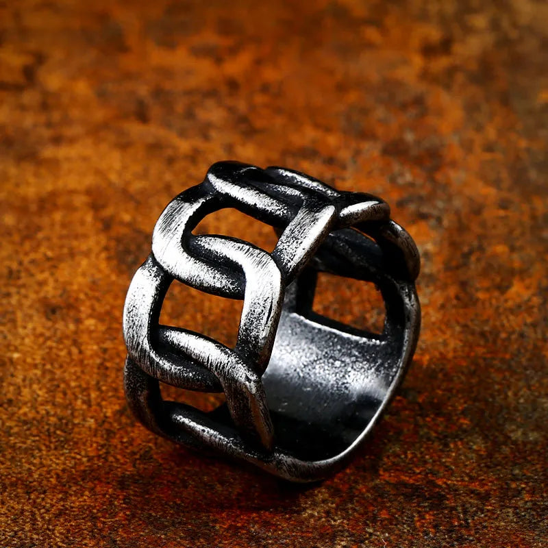 Wide Twist Knitting Ring — Stainless Steel
