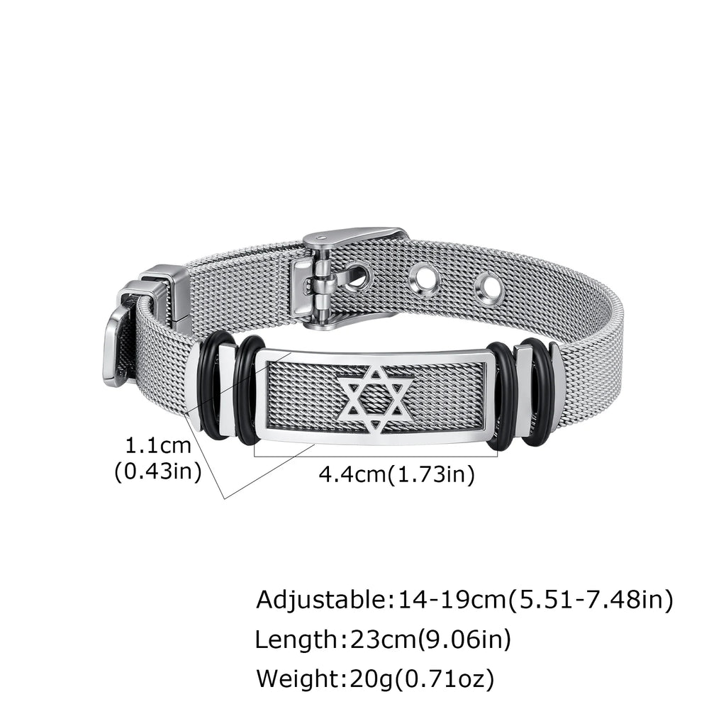 Star of David Watch Strap Bracelet — Stainless Steel