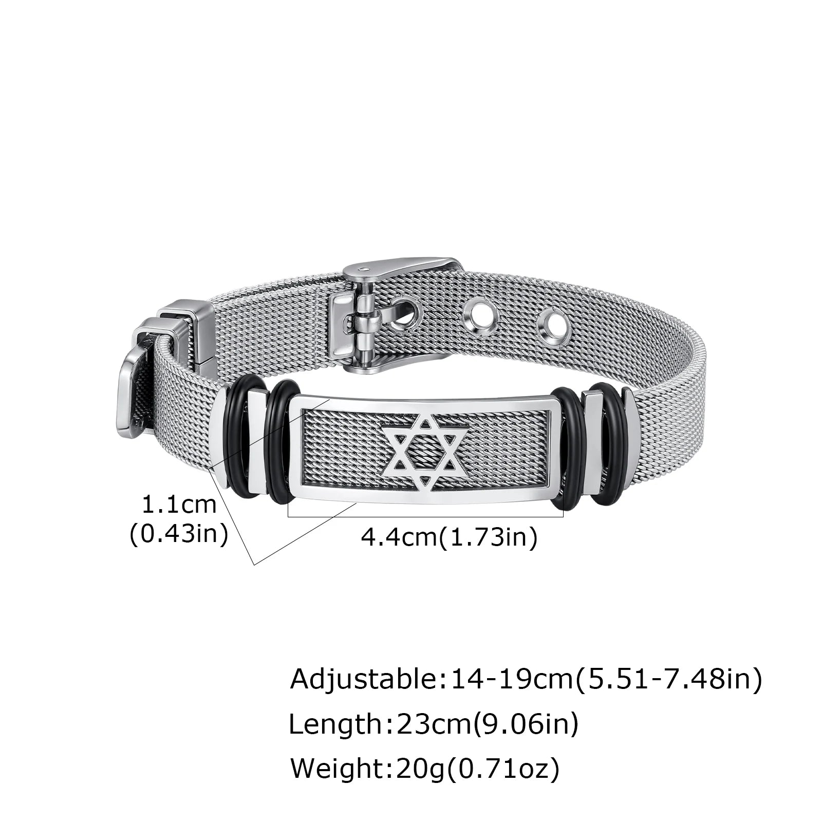 Star of David Watch Strap Bracelet — Stainless Steel
