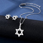 Star of David Heart Pendant Necklace — Stainless Steel