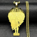 Archangel Michael Chain Necklace — Gold-Tone Metal