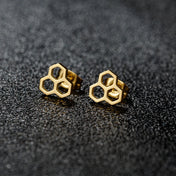 1 Pair Tiny Stainless Steel Honeycomb Earrings For Women Girl Hexagon Ear Stud Geometry Chemistry Molecular Stud Earring