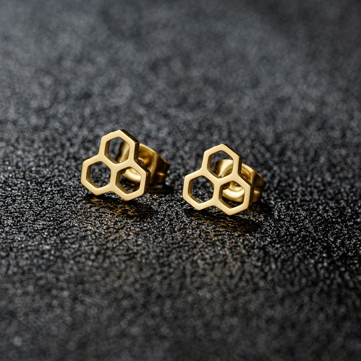 1 Pair Tiny Stainless Steel Honeycomb Earrings For Women Girl Hexagon Ear Stud Geometry Chemistry Molecular Stud Earring