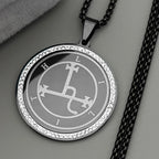 Occult Sigil Two-Tone Pendant Demon Seal Rhinestones