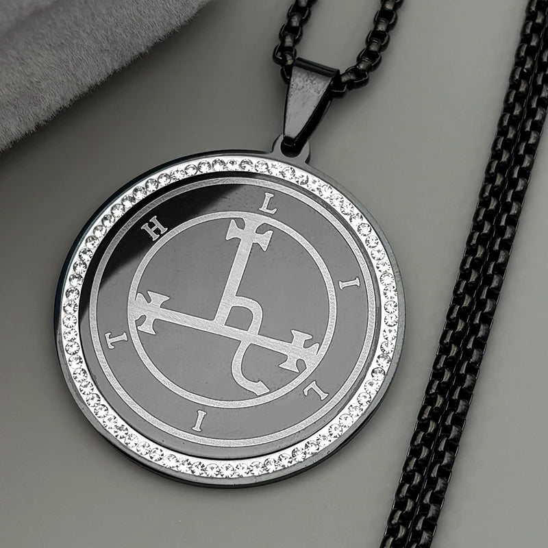 Occult Sigil Two-Tone Pendant Demon Seal Rhinestones