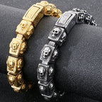 Vintage Solid Stainless Steel Bracelet for Man Men's Skeleton Jewelry Accessories 14MM Width Skull Face Head Chain